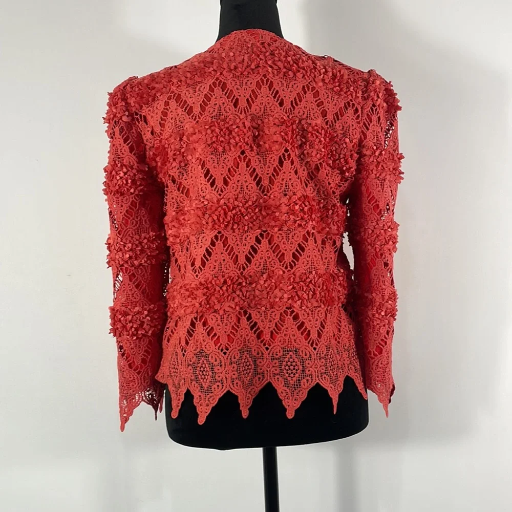 Pretty Angels, Button up Cardigan Blazer, Rose buttons, Small, Salmon, Red,Pink - Picture 3 of 11